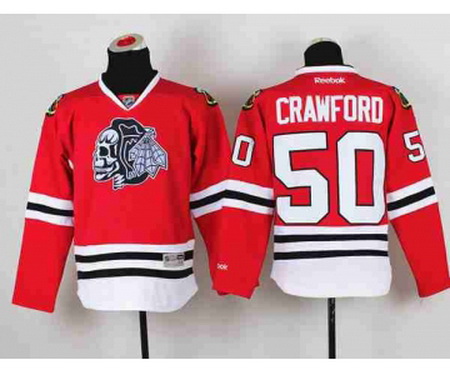 youth nhl jerseys chicago blackhawks #50 crawford red-1[the skeleton head]