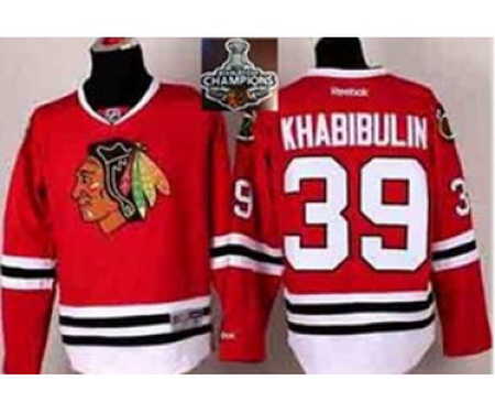 youth nhl jerseys chicago blackhawks #39 khabibulin red[2015 Stanley cup champions]