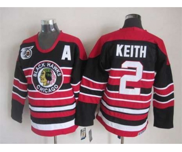 nhl jerseys chicago blackhawks 2 keith black-red[75th][patch A]