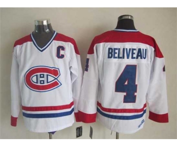 nhl jerseys montreal canadiens 4 beliveau white[patch C]