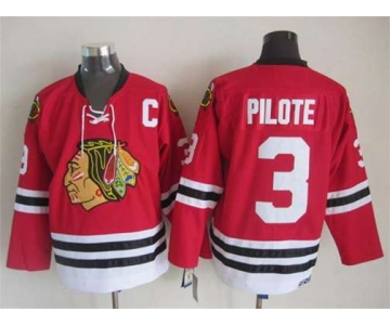 nhl jerseys chicago blackhawks 3 pilote red[m&n][pilote][patch C]