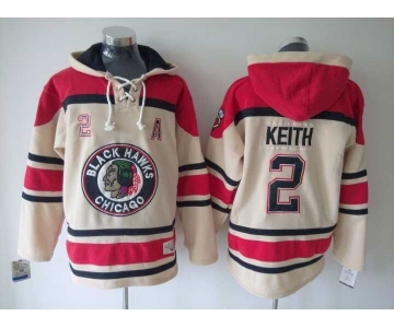 nhl jerseys chicago blackhawks 2 keith cream-red[pullover hooded sweatshirt][patch A]