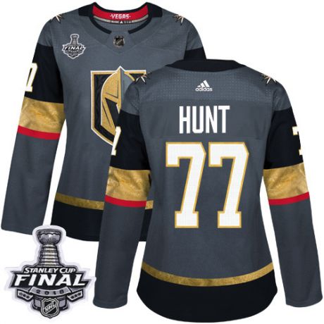 womens brad hunt vegas golden knights jersey gray adidas 77 nhl home 2018 stanley cup final authenti