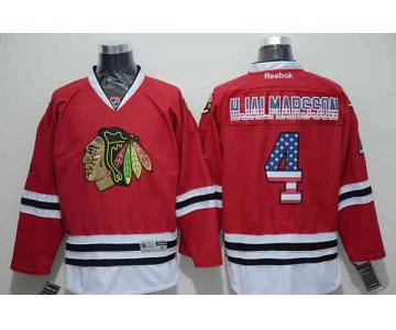 nhl jerseys chicago blackhawks #4 hjalmarsson red[national flag version]