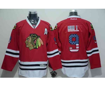 nhl jerseys chicago blackhawks #9 hull red[national flag version][patch A]