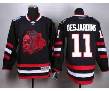 nhl jerseys chicago blackhawks #11 desjardins black[2014 Stadium Series][the skeleton head][desjardi