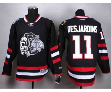 nhl jerseys chicago blackhawks #11 desjardins black-1[2014 Stadium Series][the skeleton head][desjar