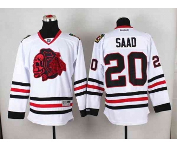 nhl jerseys chicago blackhawks #20 saad white[the skeleton head]