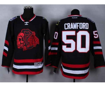 nhl jerseys chicago blackhawks #50 crawford black-1[2014 Stadium Series][the skeleton head]