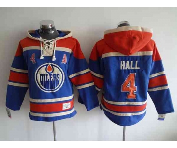 nhl jerseys edmonton oilers #4 hall blue[pullover hooded sweatshirt][patch A]