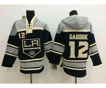 nhl jerseys los angeles kings #12 gaborik black-grey[pullover hooded sweatshirt]