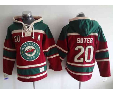 nhl jerseys minnesota wilds #20 suter red-green[pullover hooded sweatshirt][patch A][suter]