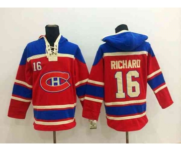 nhl jerseys montreal canadiens #16 richard red[pullover hooded sweatshirt]