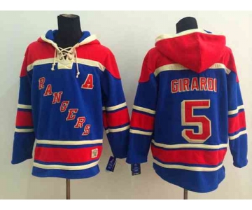 nhl jerseys new york rangers #5 girardi blue[pullover hooded sweatshirt patch A]