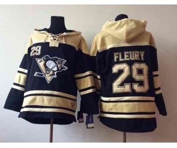 nhl jerseys pittsburgh penguins #29 fleury cream-black[pullover hooded sweatshirt]