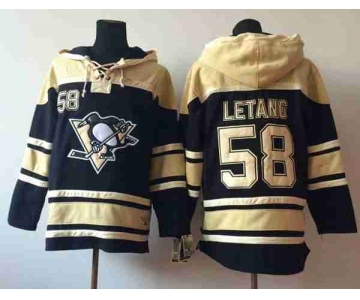 nhl jerseys pittsburgh penguins #58 letang cream-black[pullover hooded sweatshirt]