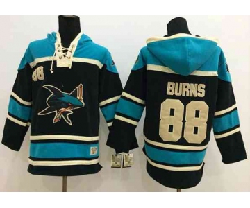 nhl jerseys san jose sharks #88 burns black-green[pullover hooded sweatshirt]