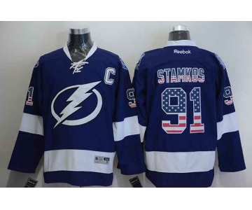 nhl jerseys tampa bay lightning #91 stamkos blue[national flag version][patch C]