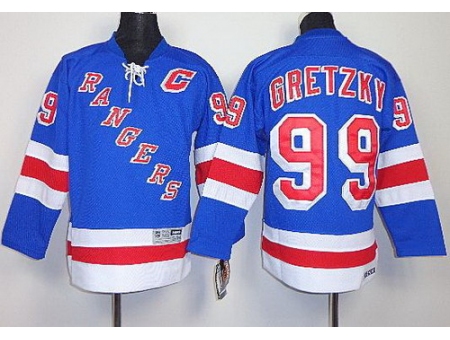 Kids New York Rangers #99 Wayne Gretzky Blue NHL Jerseys