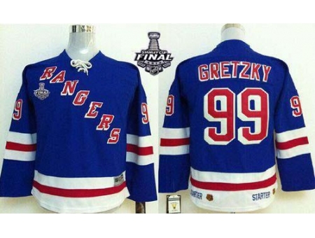 Kids New York Rangers #99 Wayne Gretzky Blue With 2014 Stanley Cup Finals Patch NHL Jerseys