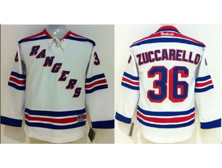 Youth New York Rangers #36 Mats Zuccarello White Stitched NHL Jersey