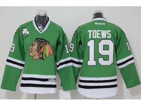 Youth Chicago Blackhawks #19 Jonathan Toews Stitched Green NHL Jersey