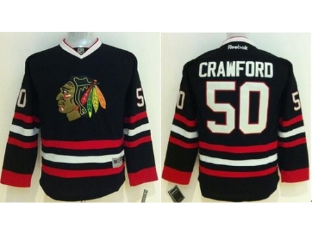 Youth Chicago Blackhawks #50 Corey Crawford Black Stitched NHL Jersey