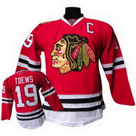 Youth Chicago Blackhawks 19 TOEWS C Patch Red kids jersey