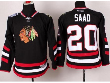 Youth Chicago Blackhawks 20 Brandon Saad Black 2014 Stadium Series Jersey