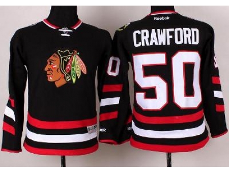 Youth Chicago Blackhawks 50 Corey Crawford Black 2014 Stadium Series Jersey