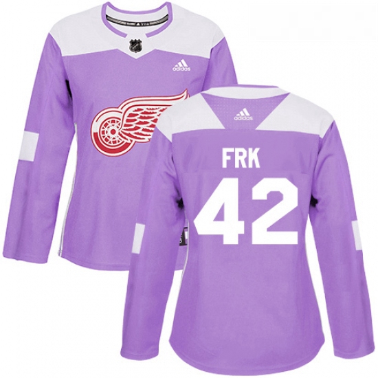 Womens Adidas Detroit Red Wings 42 Martin Frk Authentic Purple Fights Cancer Practice NHL Jersey