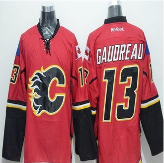 Calgary Flames #13 Johnny Gaudreau Red Stitched NHL Jersey