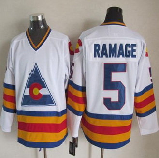 Colorado Avalanche #5 Rob Ramage White CCM Throwback Stitched NHL Jersey