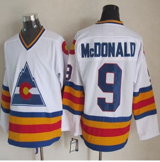 Colorado Avalanche #9 Lanny McDonald White CCM Throwback Stitched NHL jersey