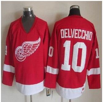 Detroit Red Wings #10 Alex Delvecchio Red CCM Throwback Stitched NHL Jersey