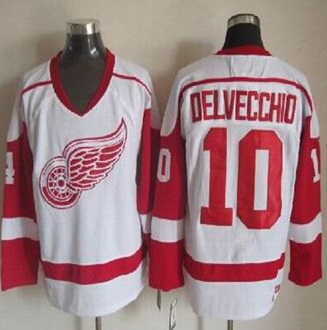 Detroit Red Wings #10 Alex Delvecchio White CCM Throwback Stitched NHL jersey