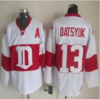 Detroit Red Wings #13 Pavel Datsyuk White Winter Classic CCM Throwback Stitched NHL jersey