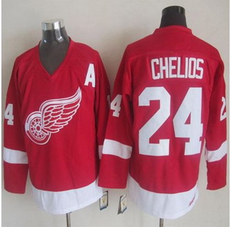 Detroit Red Wings #24 Chris Chelios Red CCM Throwback Stitched NHL Jersey