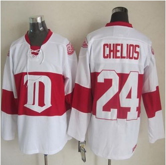 Detroit Red Wings #24 Chris Chelios White Winter Classic CCM Throwback Stitched NHL jersey