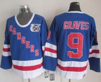 New York Rangers #9 Adam Graves Blue CCM 75TH Stitched NHL Jersey