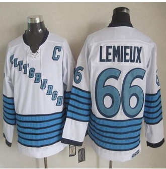 Pittsburgh Penguins #66 Mario Lemieux White-Light Blue CCM Throwback Stitched NHL jersey