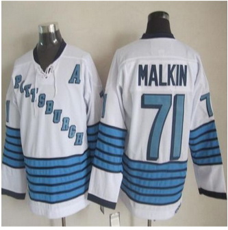 Pittsburgh Penguins #71 Evgeni Malkin White-Light Blue CCM Throwback Stitched NHL jersey