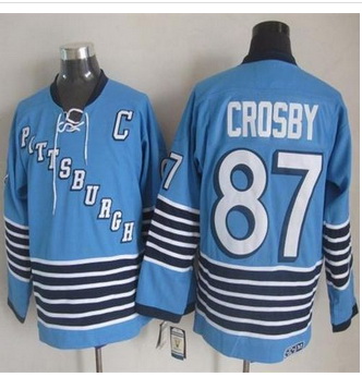 Pittsburgh Penguins #87 Sidney Crosby Light Blue CCM Throwback Stitched NHL Jersey