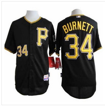 Pittsburgh Pirates #34 A. J. Burnett Black Cool Base Stitched Baseball Jersey