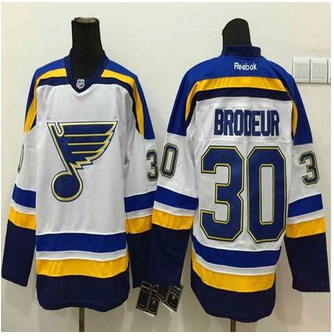 St Louis Blues #30 Martin Brodeur White Stitched NHL Jersey