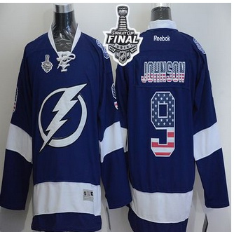 Tampa Bay Lightning #9 Tyler Johnson Blue USA Flag Fashion 2015 Stanley Cup Stitched NHL Jersey