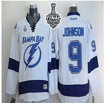 Tampa Bay Lightning #9 Tyler Johnson White 2015 Stanley Cup Stitched NHL Jersey