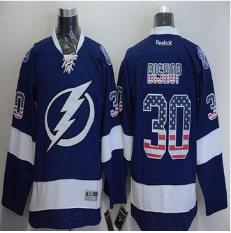 Tampa Bay Lightning #30 Ben Bishop Blue USA Flag Fashion Stitched NHL Jersey