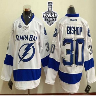 Tampa Bay Lightning #30 Ben Bishop White 2015 Stanley Cup Stitched NHL Jersey