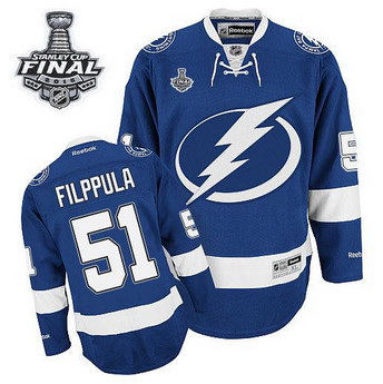 Tampa Bay Lightning #51 Valtteri Filppula Blue 2015 Stanley Cup Stitched NHL Jersey